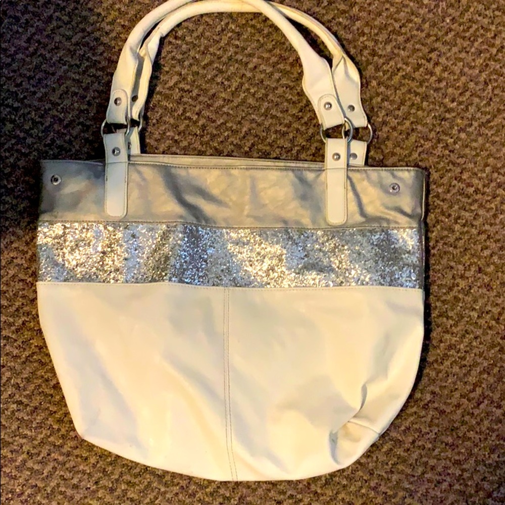 White glitter bag